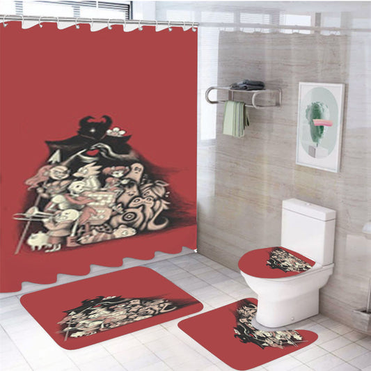 Undertale Merch 4Pcs Bathroom Set Shower Curtain