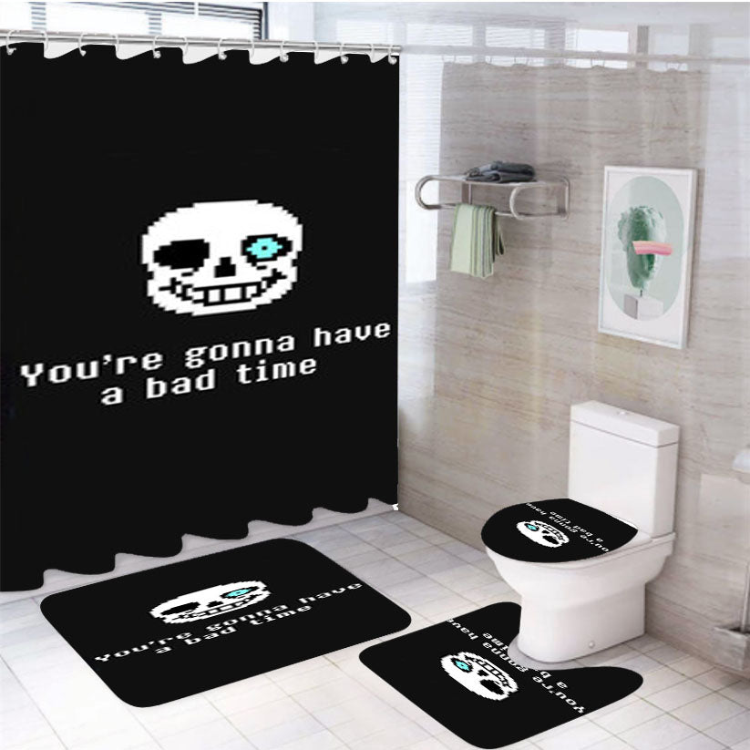 Undertale Sans Bad Time Quotes 4Pcs Bathroom Set Shower Curtain