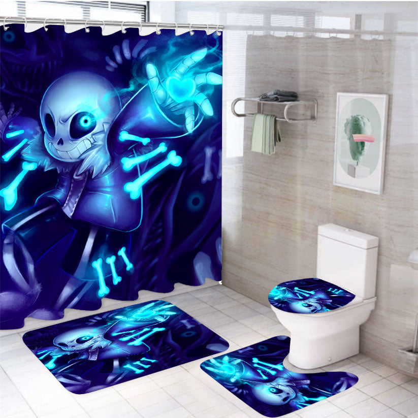 Undertale Sans Death Battle 4Pcs Bathroom Set Shower Curtain