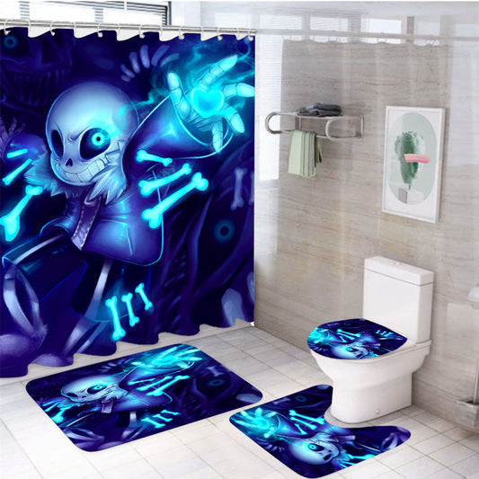 Undertale Sans Death Battle 4Pcs Bathroom Set Shower Curtain