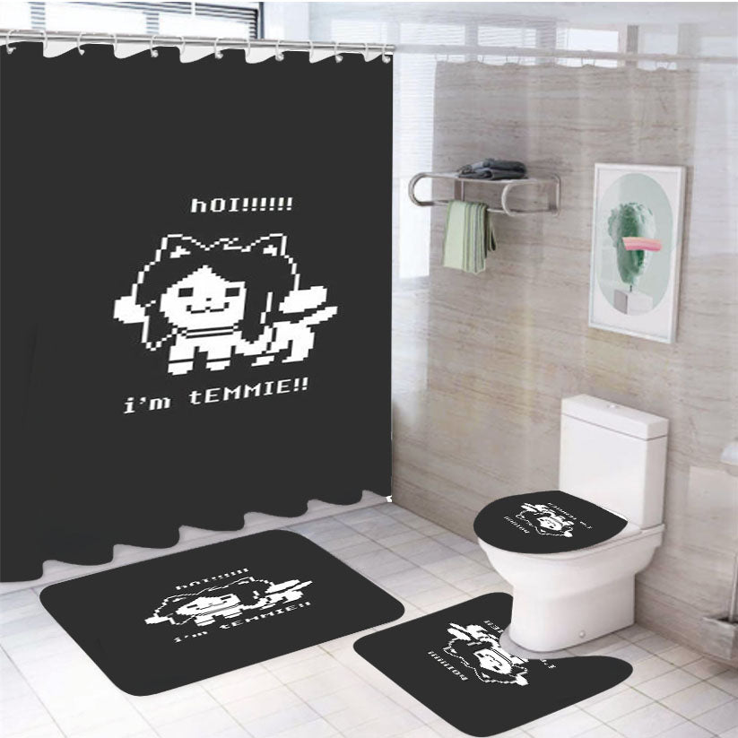 Undertale Temmie 4Pcs Bathroom Set Shower Curtain