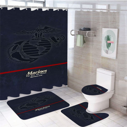 Us Marine Corps Icon 4Pcs Bathroom Set Shower Curtain