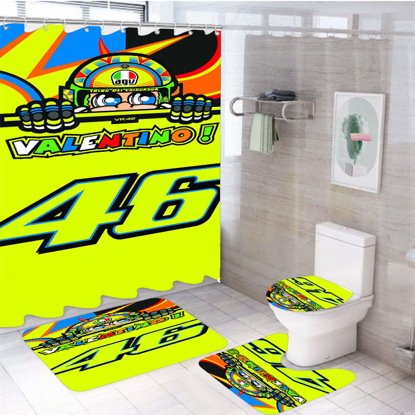 Valentino Rossi 46 Vr46 4Pcs Bathroom Set Shower Curtain