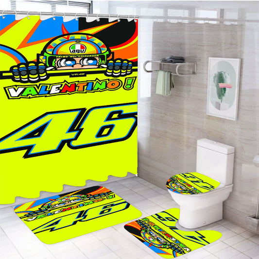 Valentino Rossi 46 Vr46 4Pcs Bathroom Set Shower Curtain