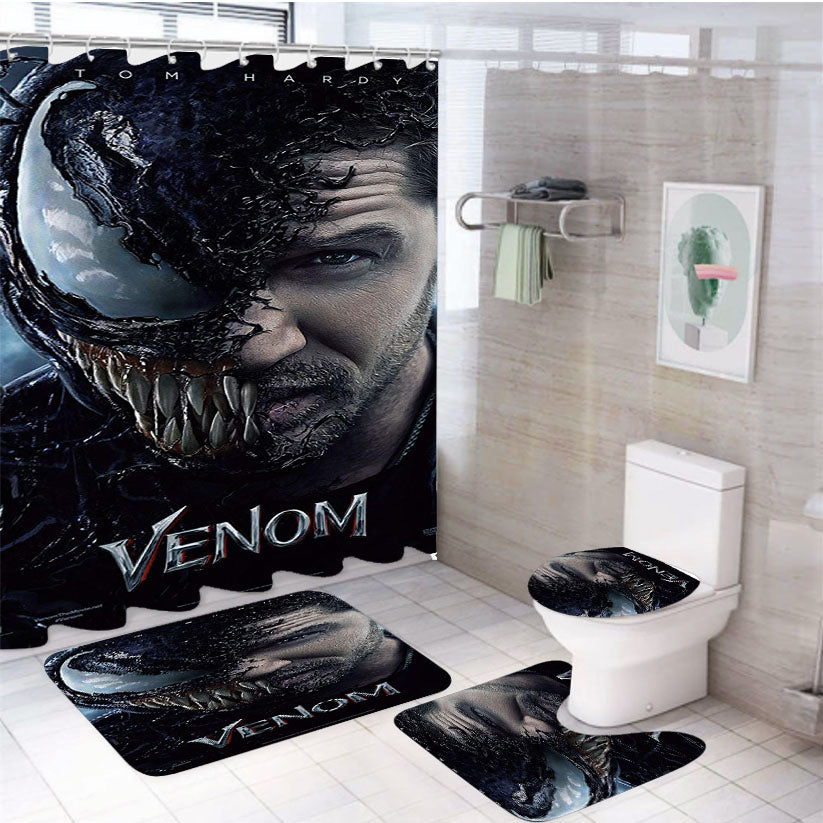Venom Spiderman Movie Poster 4Pcs Bathroom Set Shower Curtain