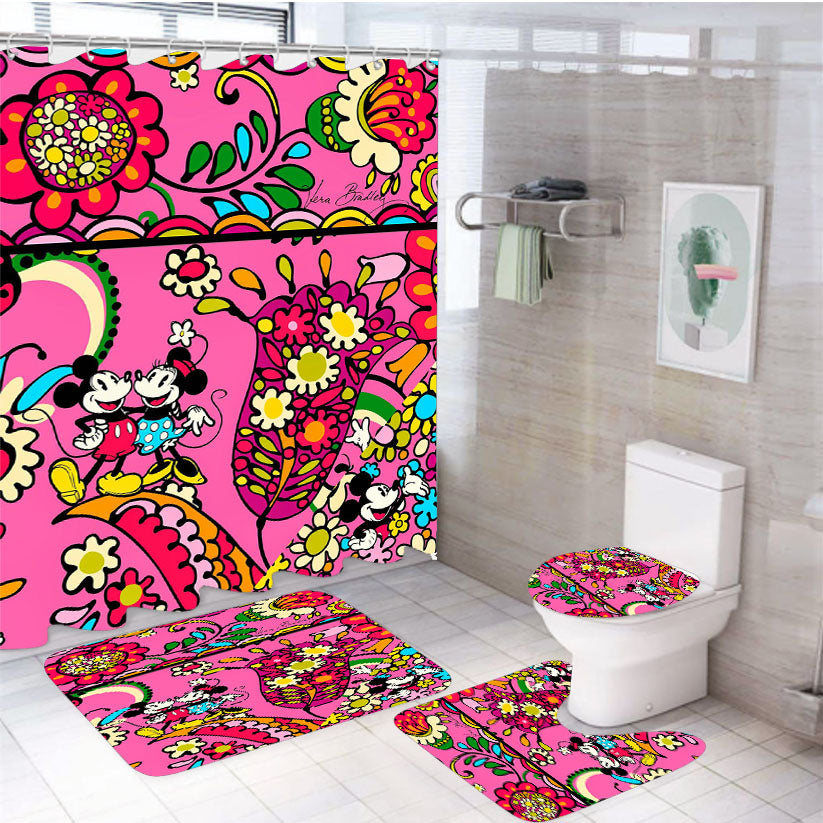 Vera Bradley Mickey Disney Park 4Pcs Bathroom Set Shower Curtain