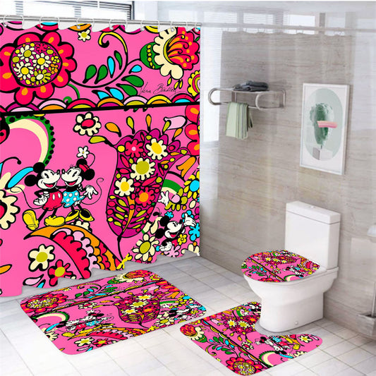 Vera Bradley Mickey Disney Park 4Pcs Bathroom Set Shower Curtain