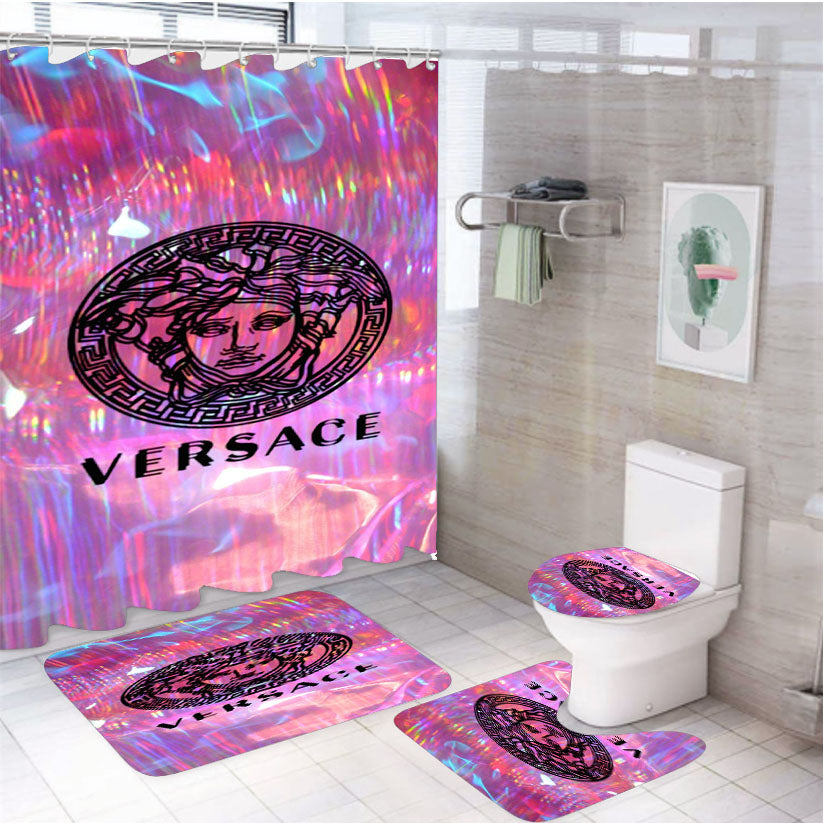 Versace Hologram 4Pcs Bathroom Set Shower Curtain