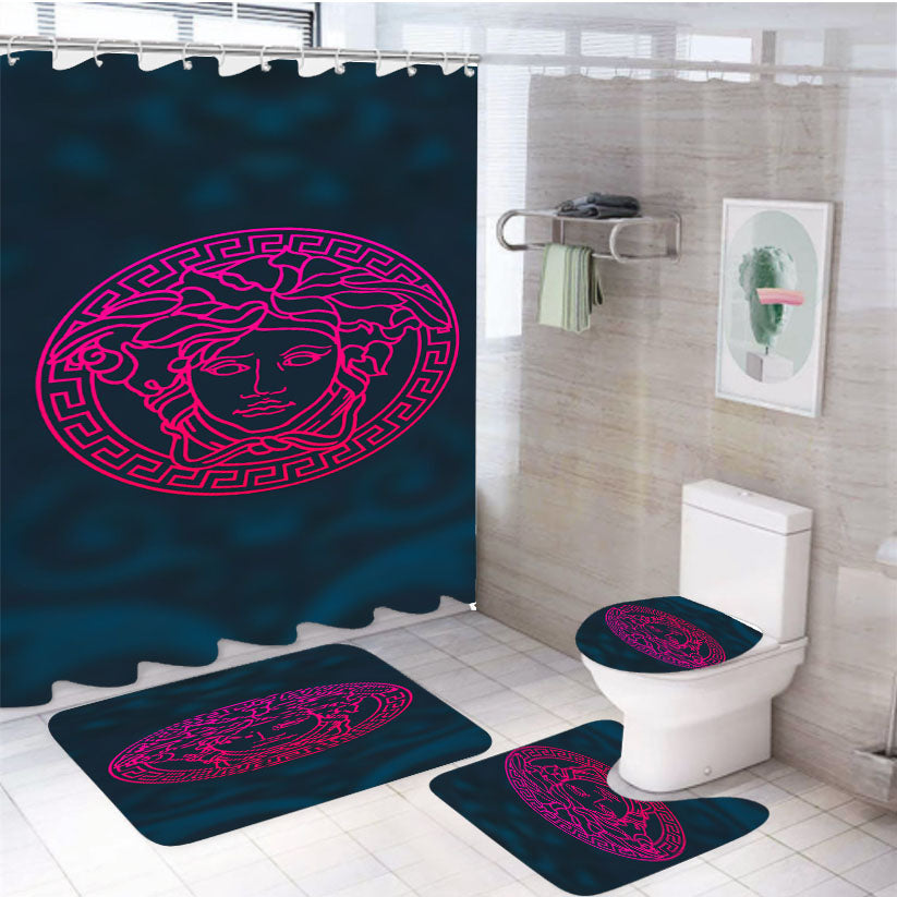 Versace Pink Pattern 4Pcs Bathroom Set Shower Curtain