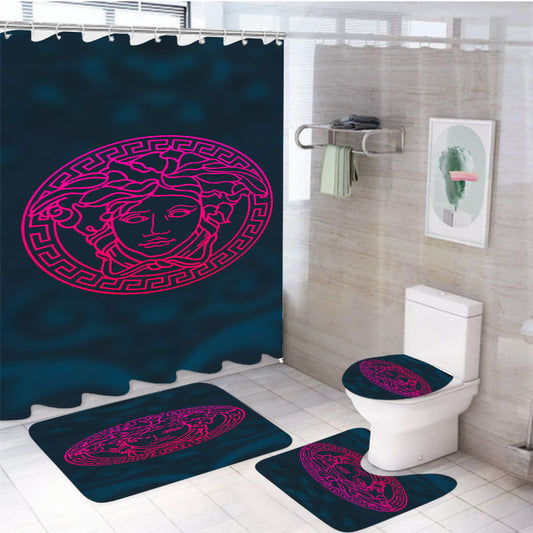 Versace Pink Pattern 4Pcs Bathroom Set Shower Curtain