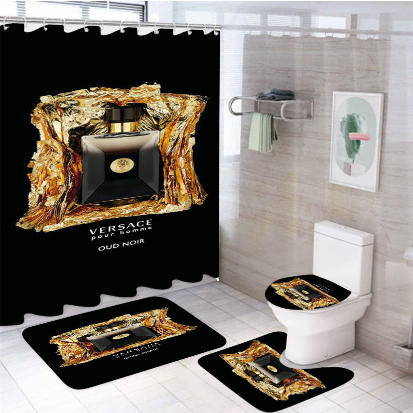 Versace Pour Homme Oud Noir 4Pcs Bathroom Set Shower Curtain