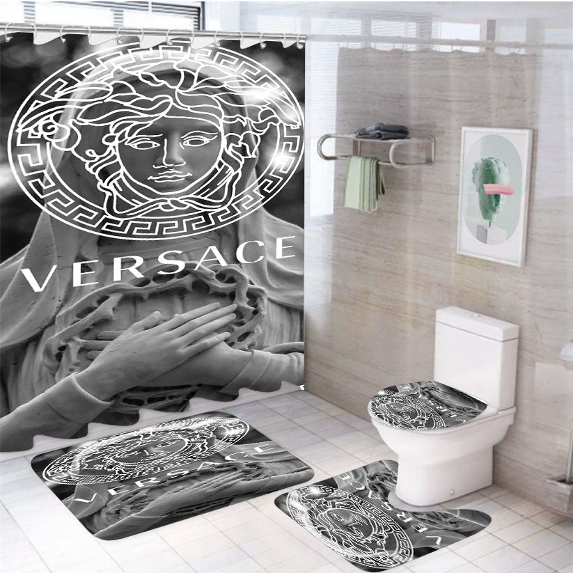 Versace Statue 4Pcs Bathroom Set Shower Curtain