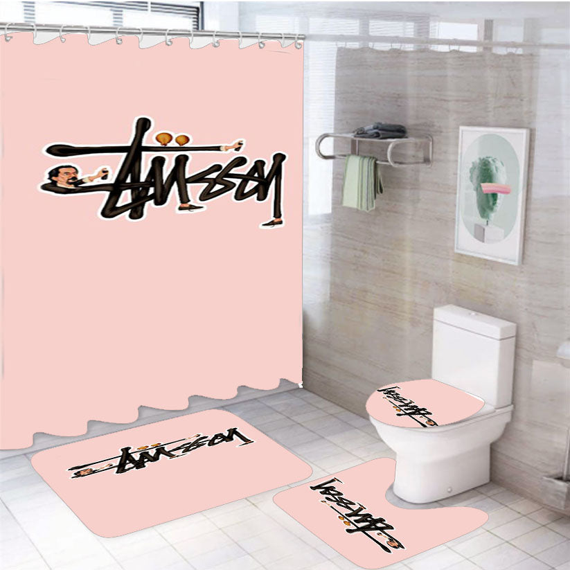 Vintage Stussy Logo 4Pcs Bathroom Set Shower Curtain