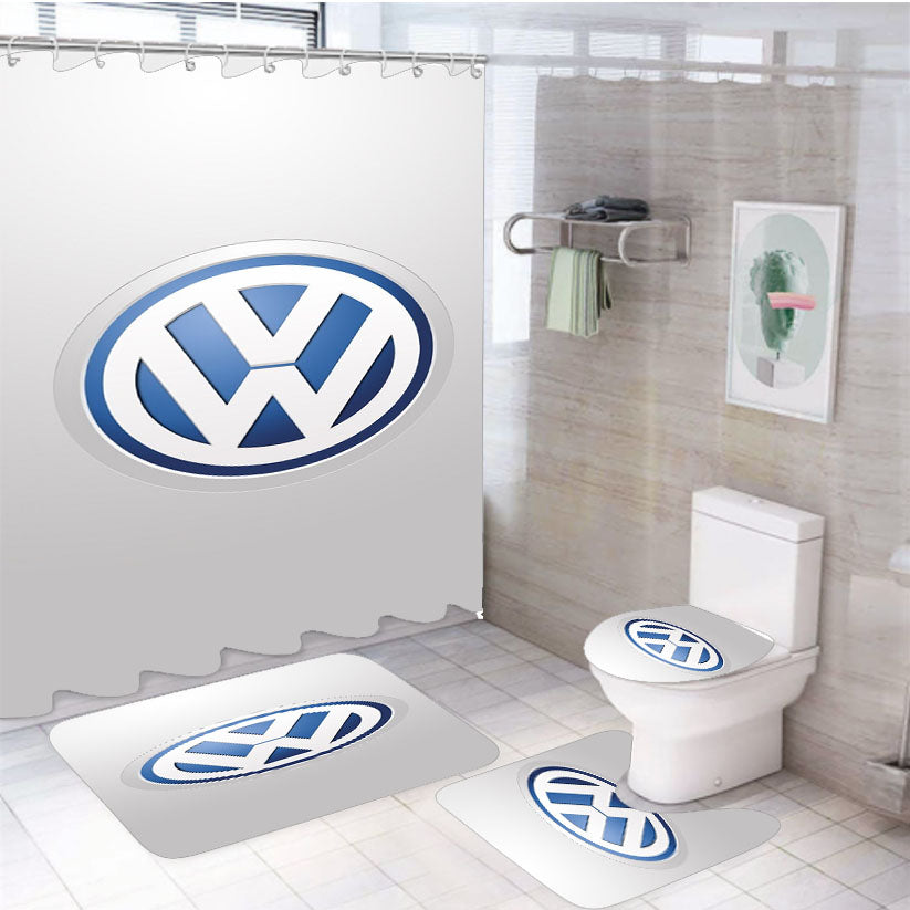 Volkswagen Logo 4Pcs Bathroom Set Shower Curtain
