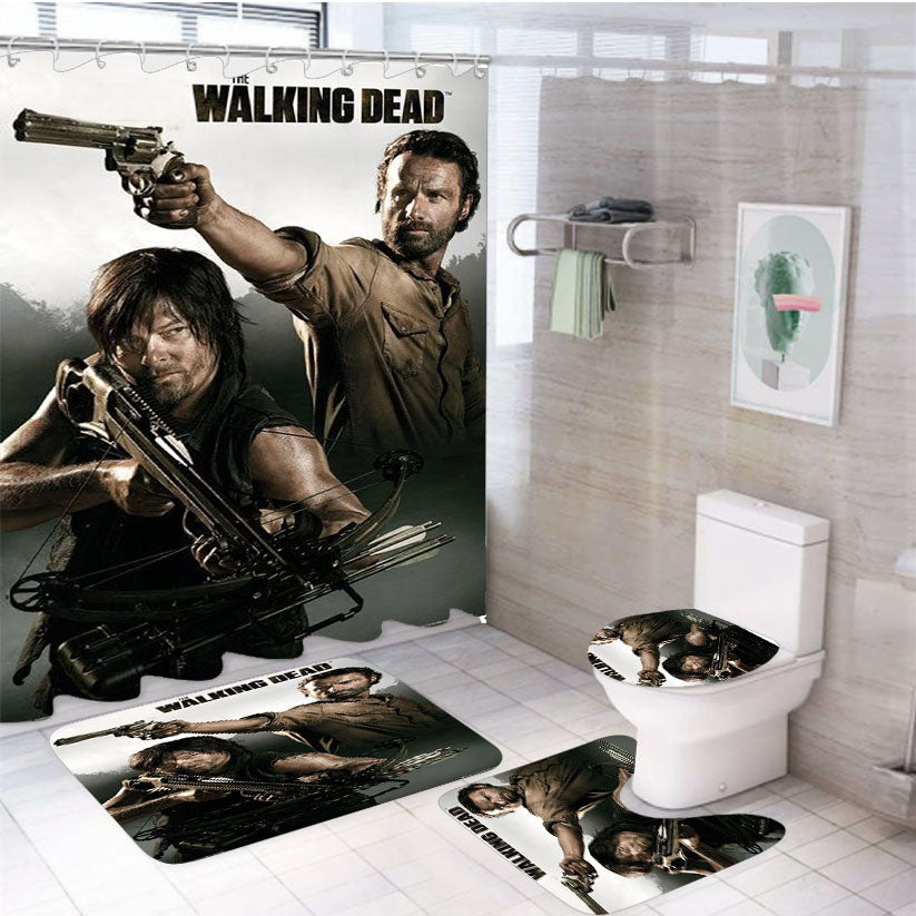 Walking Dead Rick And Dary 4Pcs Bathroom Set Shower Curtain