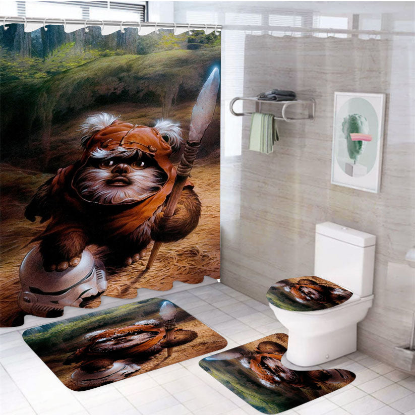 Wicket Ewok Jedi Star Wars 4Pcs Bathroom Set Shower Curtain