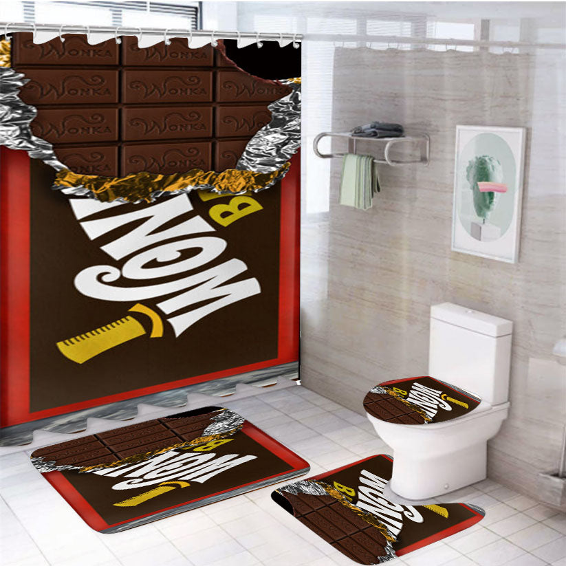 Wonka Chocolate Bar 4Pcs Bathroom Set Shower Curtain