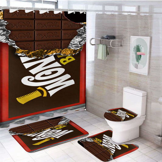 Wonka Chocolate Bar 4Pcs Bathroom Set Shower Curtain