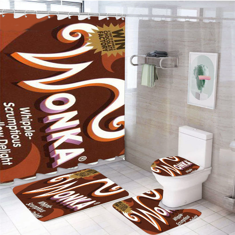 Wonka Chocolate Bar Quirky Sweet 4Pcs Bathroom Set Shower Curtain