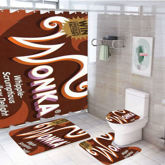 Wonka Chocolate Bar Quirky Sweet 4Pcs Bathroom Set Shower Curtain