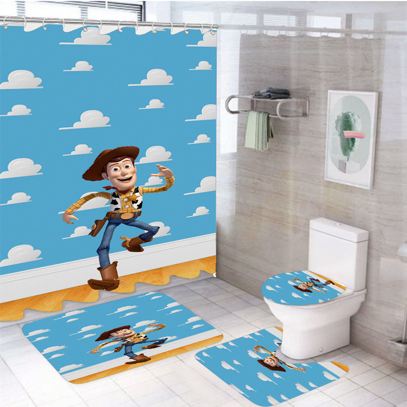 Woody Toy Story 4Pcs Bathroom Set Shower Curtain