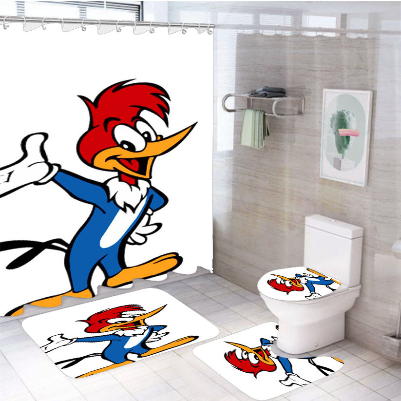 Woody Woodpecker Cartoon 4Pcs Bathroom Set Shower Curtain