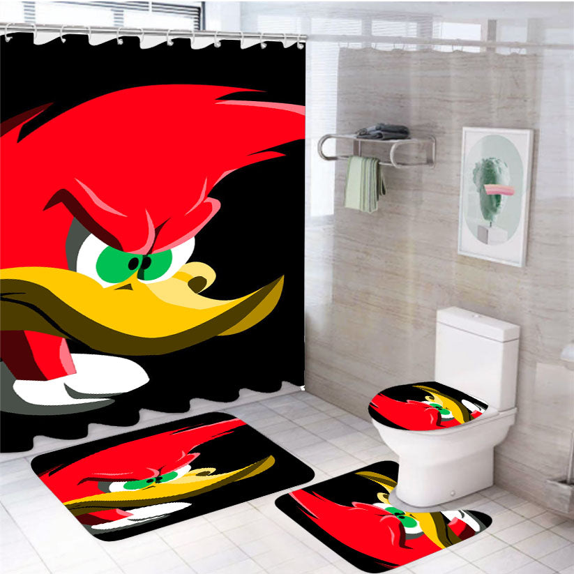 Woody Woodpecker Childhood Cartoon Fanart 4Pcs Bathroom Set Shower Curtain
