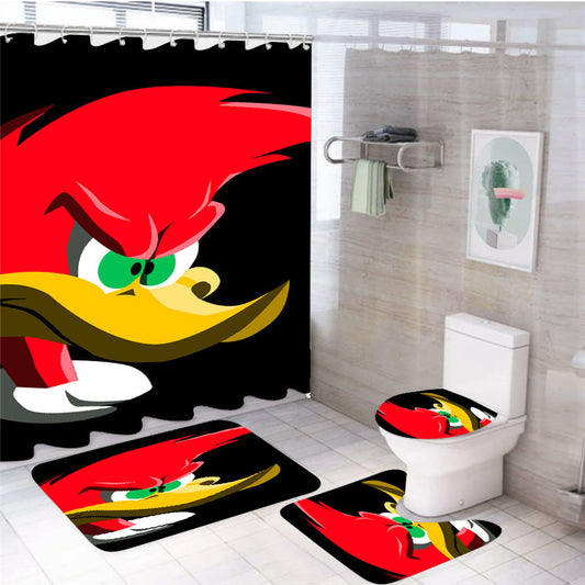 Woody Woodpecker Childhood Cartoon Fanart 4Pcs Bathroom Set Shower Curtain