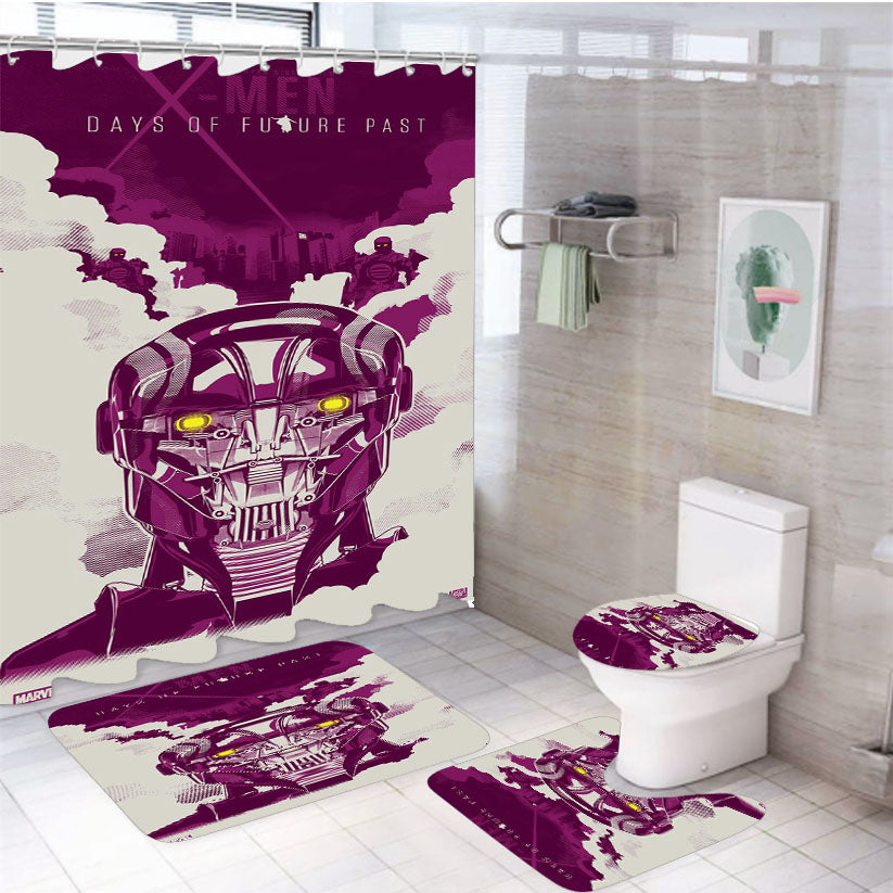 Xmen Marvel Robo 4Pcs Bathroom Set Shower Curtain
