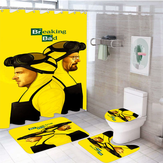 Yellow Breaking Bad 4Pcs Bathroom Set Shower Curtain