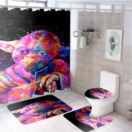 Yoda Star Wars Colorful 4Pcs Bathroom Set Shower Curtain