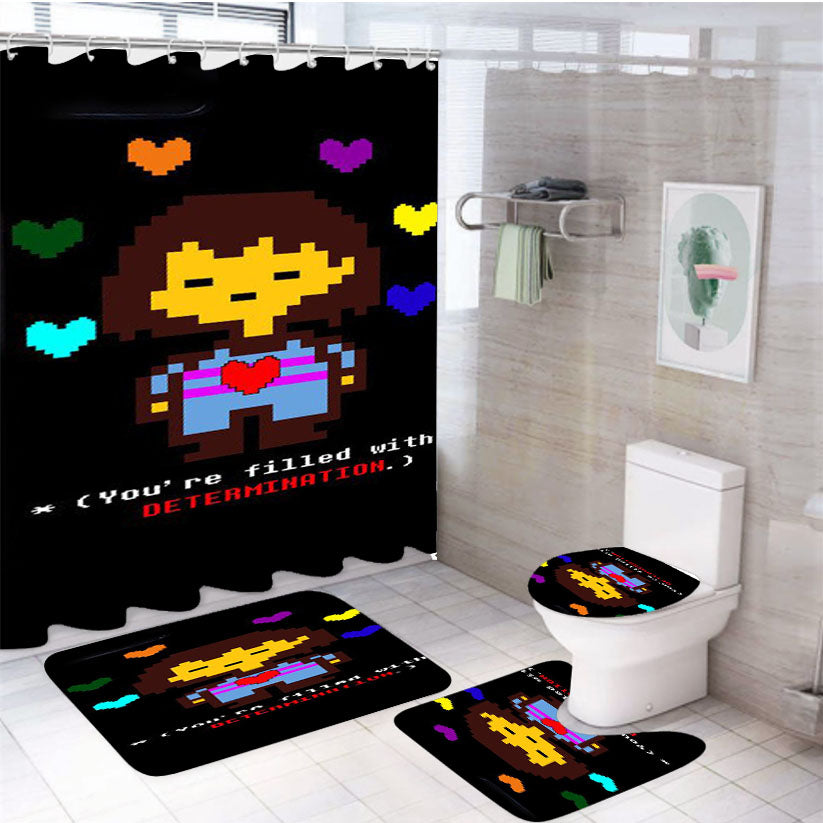 You Are Filled With Determination Undertale Quotes 4Pcs Bathroom Set Shower Curtain