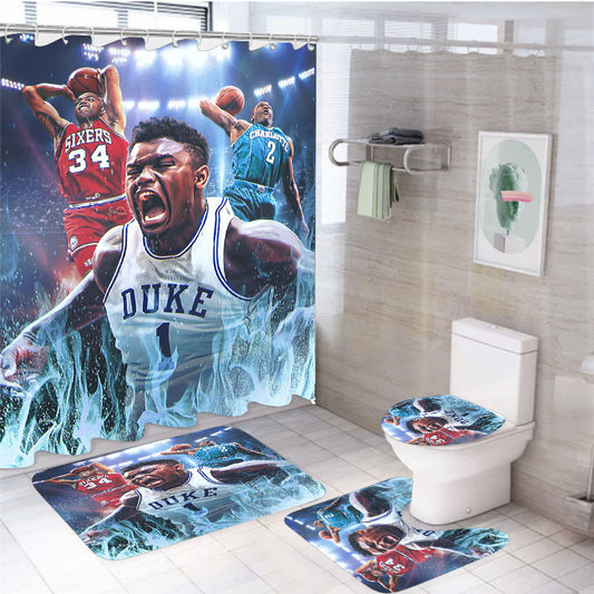 Zion Williamson Duke Wallpaper 4Pcs Bathroom Set Shower Curtain