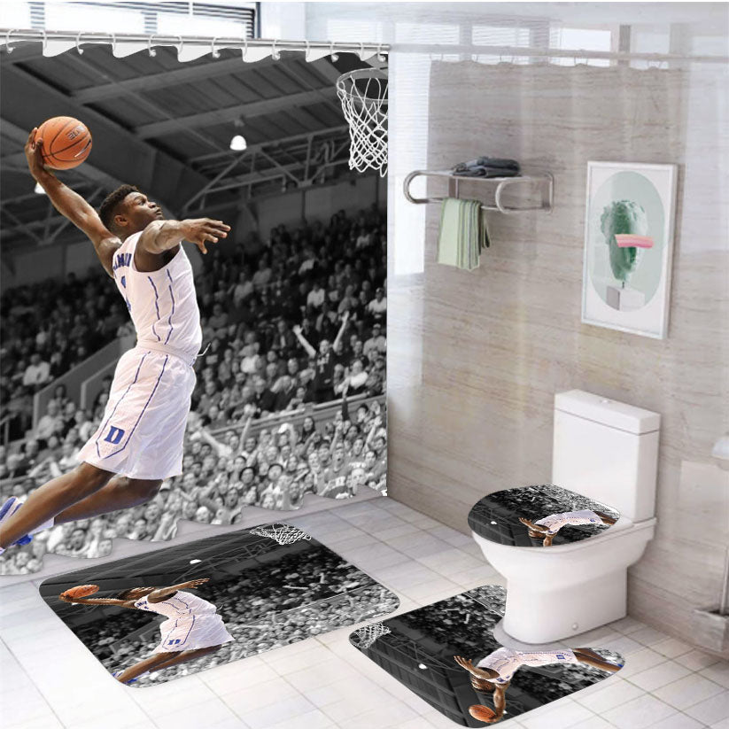 Zion Williamson Dunking Slam Dunk Duke 4Pcs Bathroom Set Shower Curtain