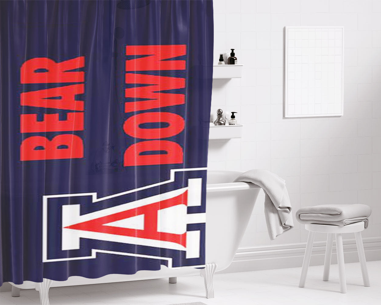 Arizona Wildcats Bear Down Bathroom Shower Curtain Fabric Waterproof | 66 X 72 Inch