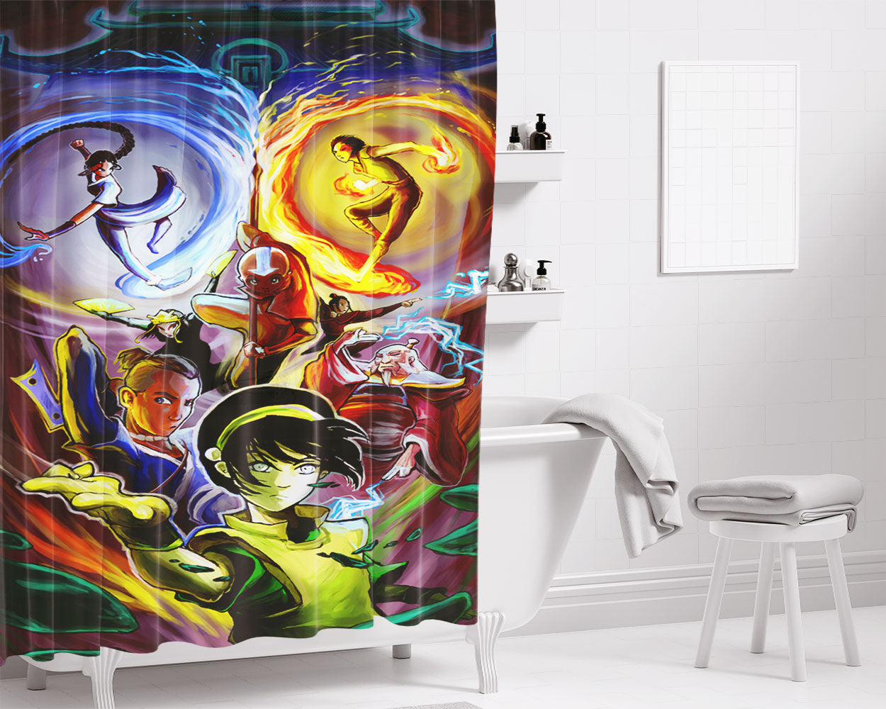 Avatar The Last Airbender Poster Art Bathroom Shower Curtain Fabric Waterproof | 66 X 72 Inch