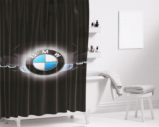Bmw Car And Logo Bathroom Shower Curtain Fabric Waterproof