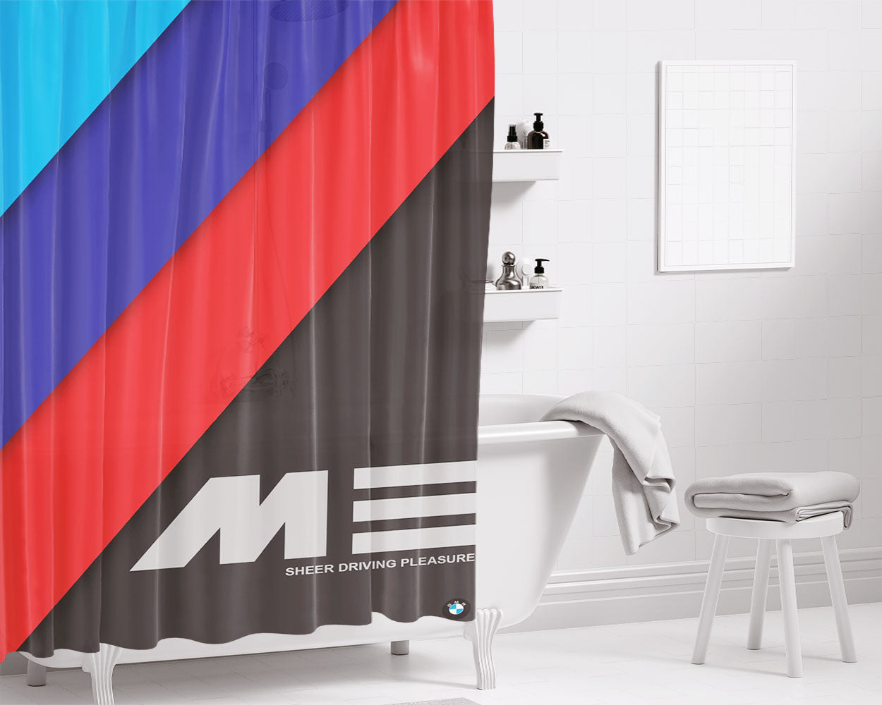 Bmw M Logo Bathroom Shower Curtain Fabric Waterproof | 66 X 72 Inch