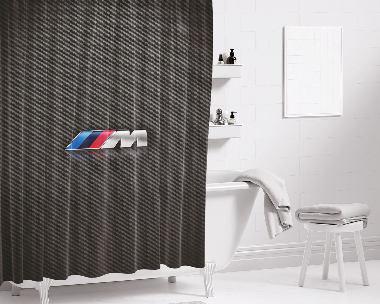 Bmw M Series Logo Bathroom Shower Curtain Fabric Waterproof | 66 X 72 Inch