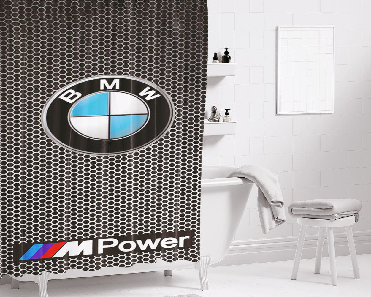 Bmw Power Bathroom Shower Curtain Fabric Waterproof | 66 X 72 Inch