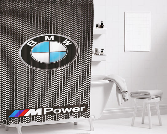 Bmw Power Bathroom Shower Curtain Fabric Waterproof
