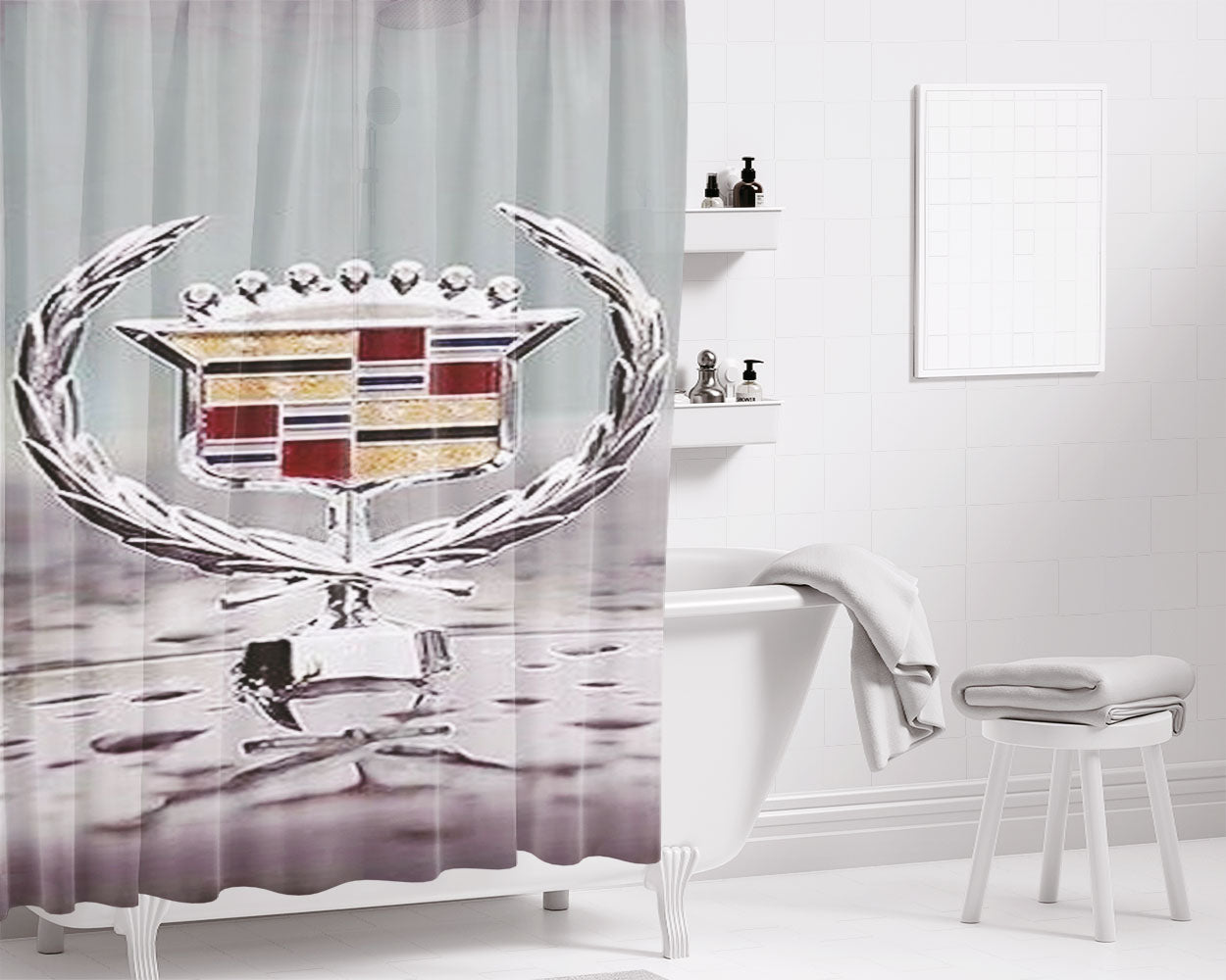 Cadillac Emblem Car Bathroom Shower Curtain Fabric Waterproof | 66 X 72 Inch