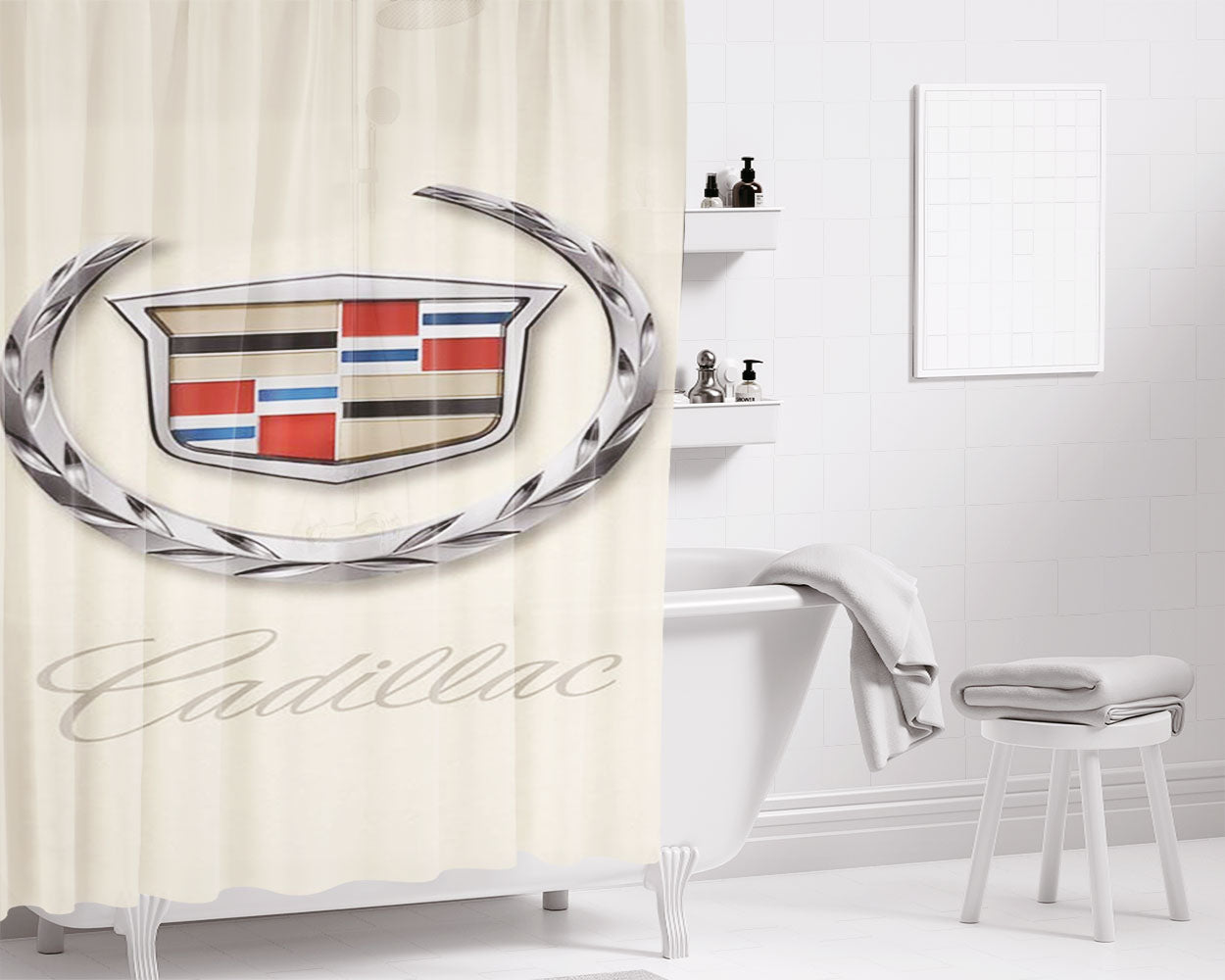 Cadillac Logo Cadillac Bathroom Shower Curtain Fabric Waterproof | 66 X 72 Inch