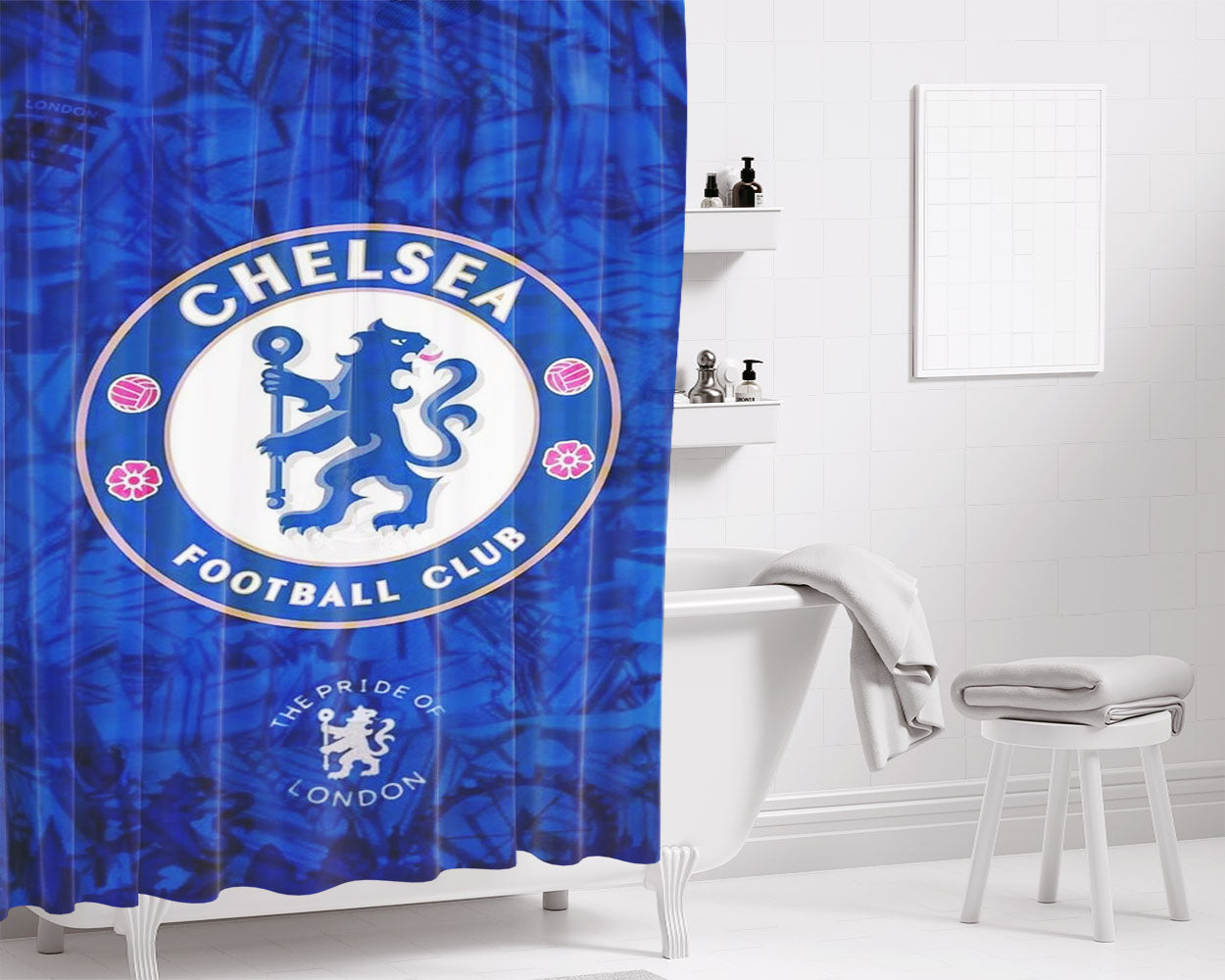 Chelsea Night Bathroom Shower Curtain Fabric Waterproof | 66 X 72 Inch