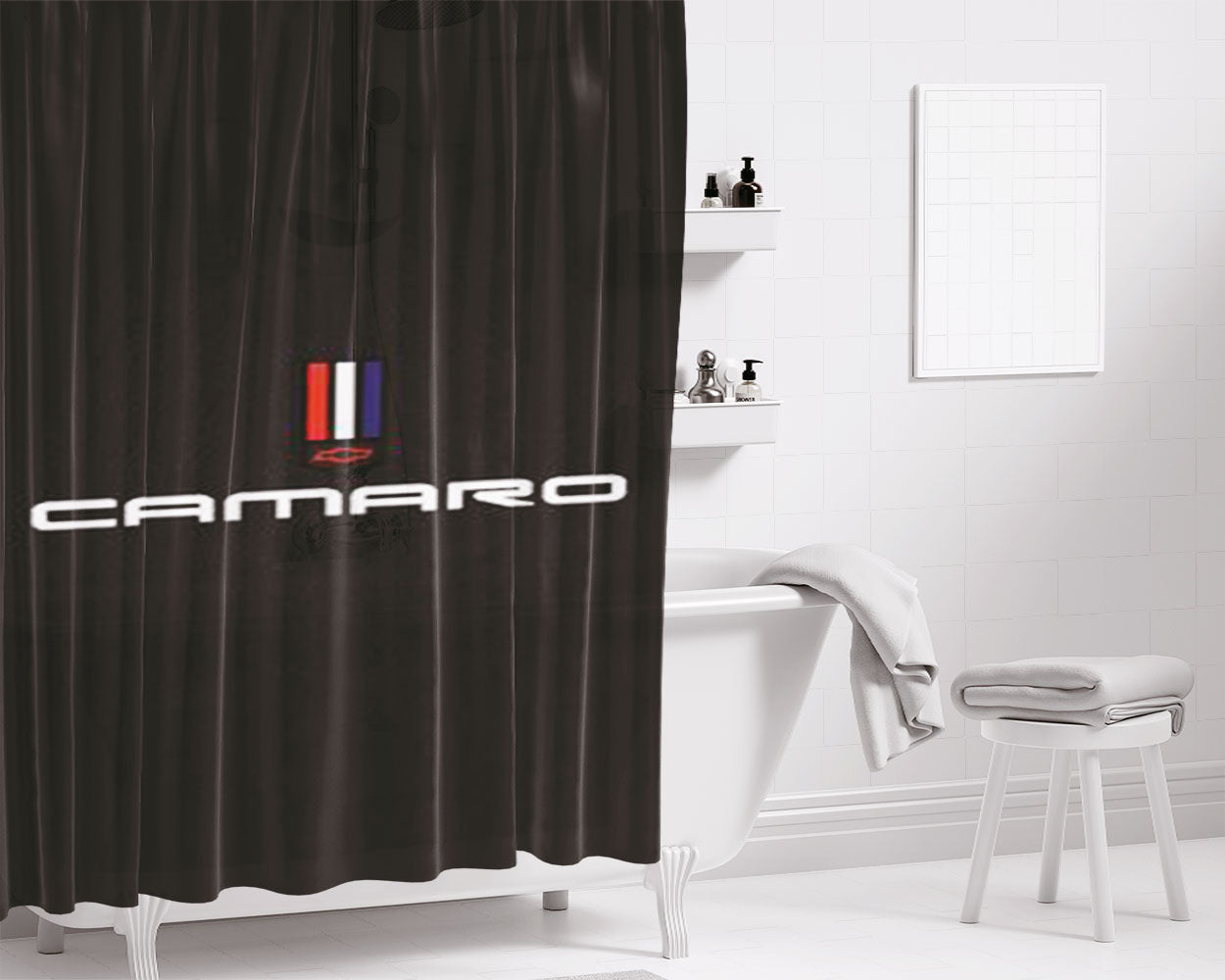 Chevrolet Camaro Logo Bathroom Shower Curtain Fabric Waterproof | 66 X 72 Inch