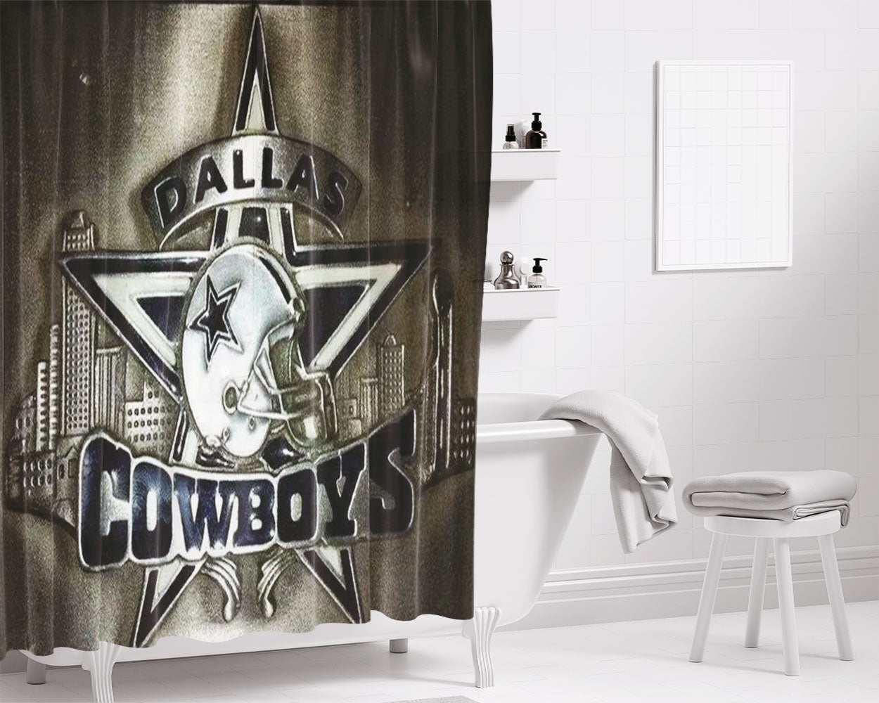 Dallas Cowboys Nfl 2 Bathroom Shower Curtain Fabric Waterproof | 66 X 72 Inch