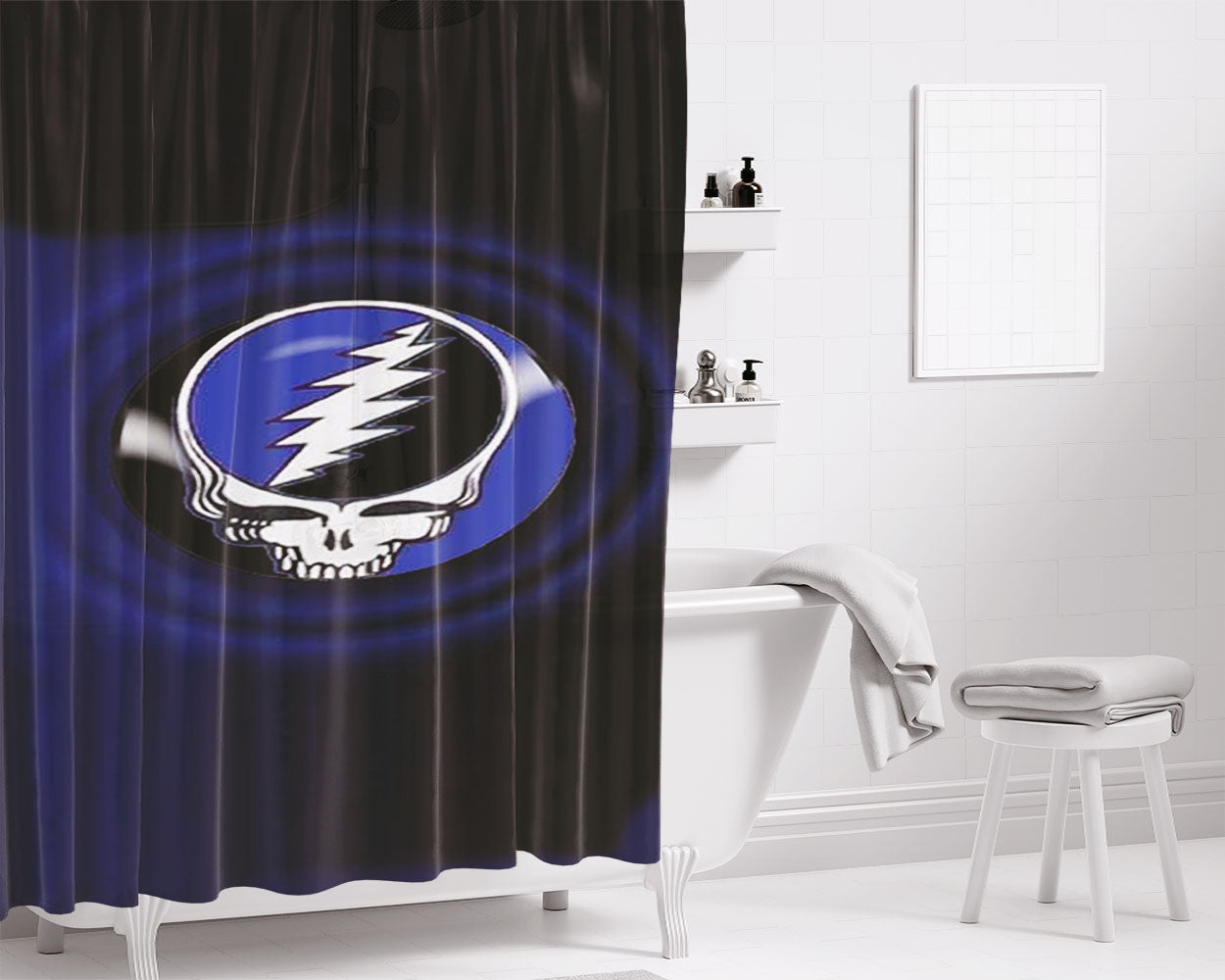 Grateful Dead Bathroom Shower Curtain Fabric Waterproof | 66 X 72 Inch