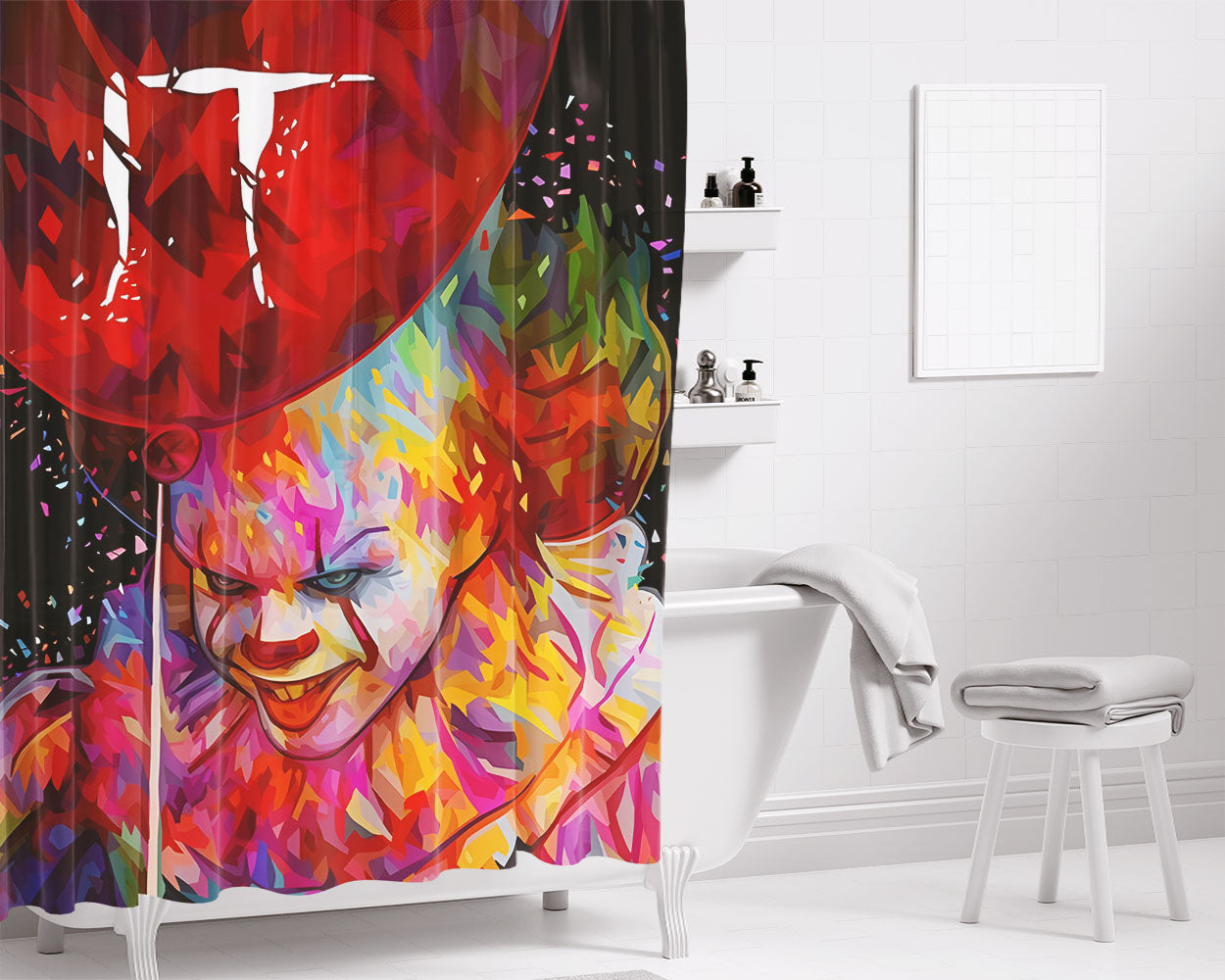 It Clown Pennywise Balloon Bathroom Shower Curtain Fabric Waterproof | 66 X 72 Inch
