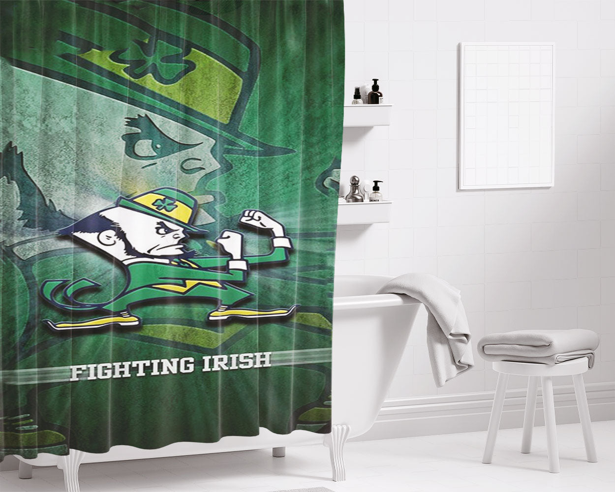 Notre Dame Fighting Irish Nfl Bathroom Shower Curtain Fabric Waterproof | 66 X 72 Inch