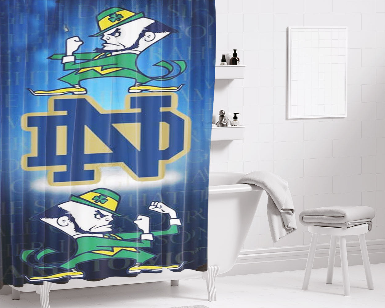 Notre Dame Fighting Irish Bathroom Shower Curtain Fabric Waterproof | 66 X 72 Inch